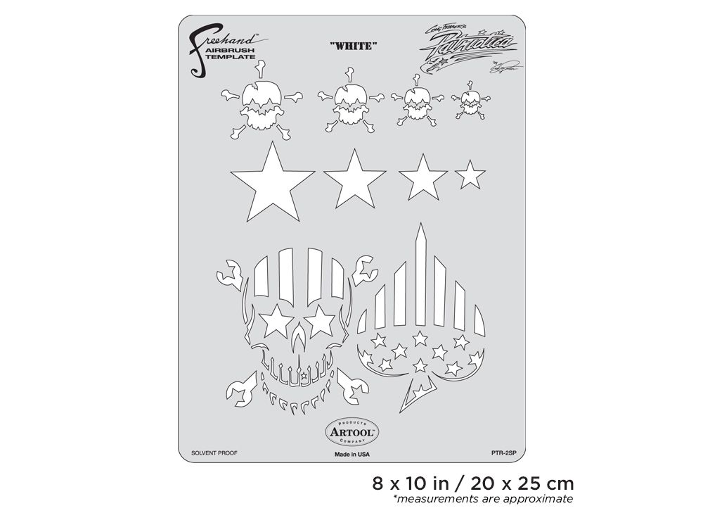 Iwata Artool Patriotica White Freehand Airbrush Template - Click Image to Close