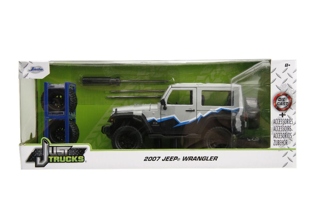 Jada 1/24 "Just Trucks" w/Rack 2007 Jeep Wrangler-Glossy Grey