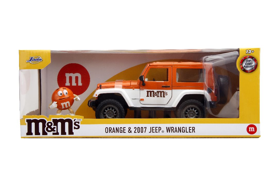 Jada 1/24 "Hollywood Rides" 2007 Jeep Wrangler with Orange M&M