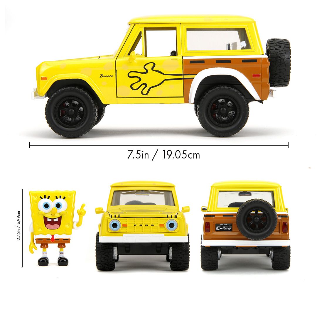 Jada 1/24 "Hollywood Rides" 1972 Ford Bronco w/ Spongebob