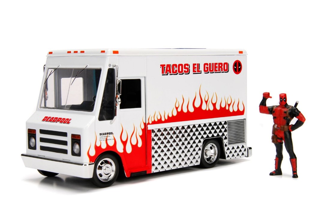 Jada 1/24 "Hollywood Rides" Deadpool Food Truck w/Deadpool - Click Image to Close