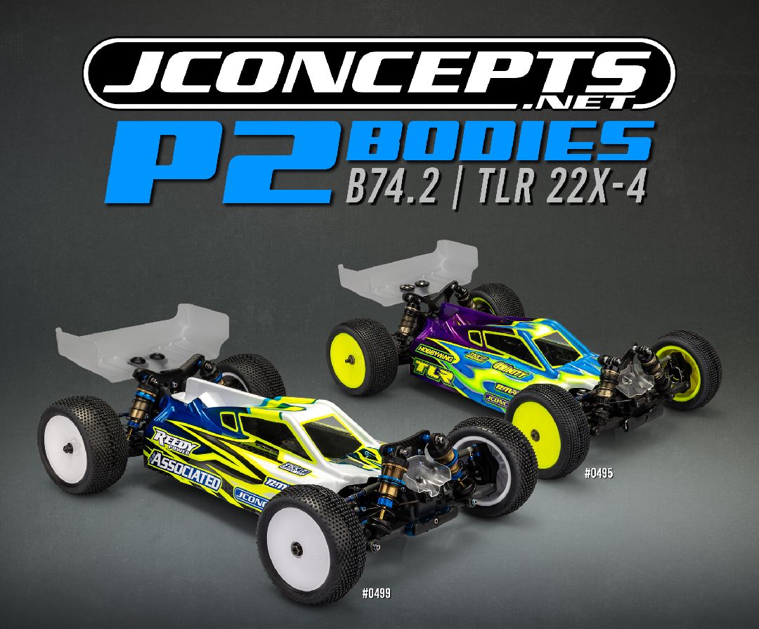 JConcepts P2-Team Assc. B74.2 Body w/Carpet/Turf/Dirt Wing-Lt Wt