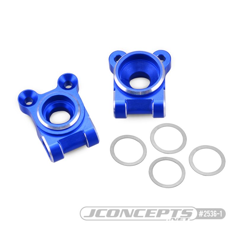 JConcepts B74 | B74.1 Aluminum rear hub carriers, blue - set (Fits - B74 | B74.1)