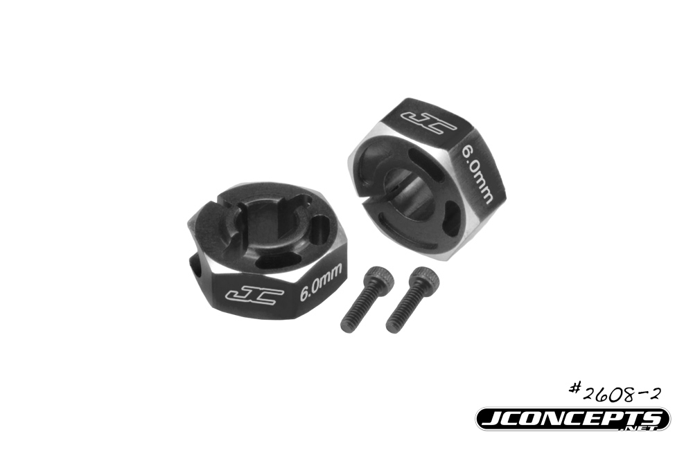 JConcepts B6.2 | B6.3, 6mm light-weight hex adaptor - black (Fits - B6 | B6D | B6.1 | B6.2 | B6.3)