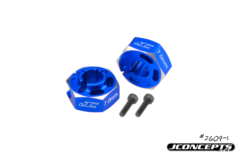 JConcepts B6.2 | B6.3, 7mm light-weight hex adaptor - blue (Fits - B6 | B6D | B6.1 | B6.2 | B6.3)