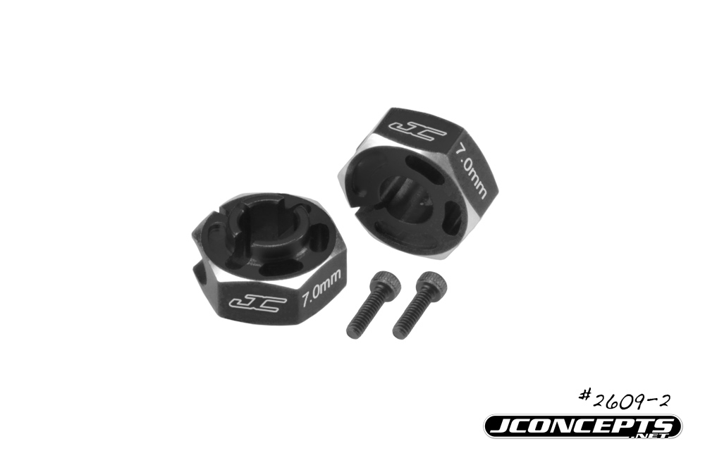 JConcepts B6.2 | B6.3, 7mm light-weight hex adaptor - black (Fits - B6 | B6D | B6.1 | B6.2 | B6.3)