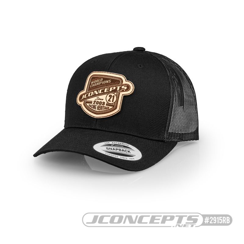 JConcepts Heritage 21 hat - round bill, mesh, snap-back design - Black