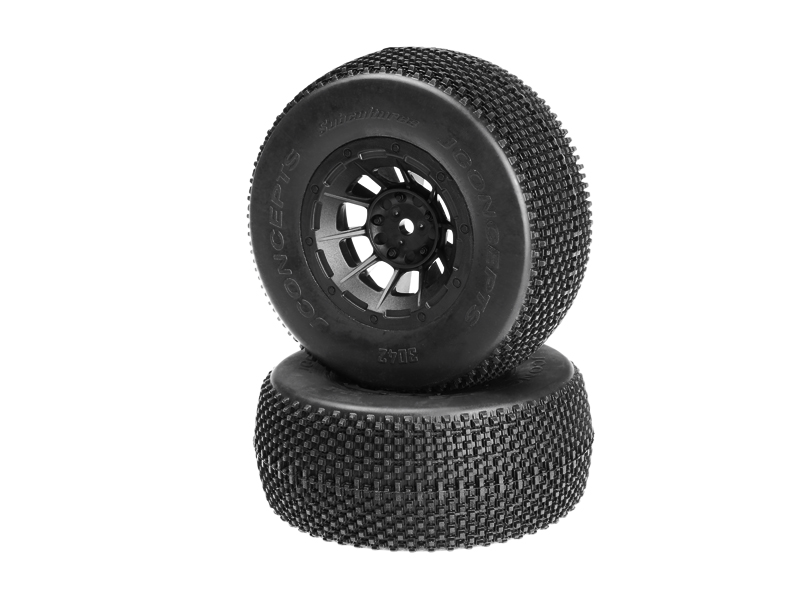 JConcepts Subcultures - green compound - black Hazard 12mm wheel - (Slash R, Slash 4x4 F-R pre-mounted)