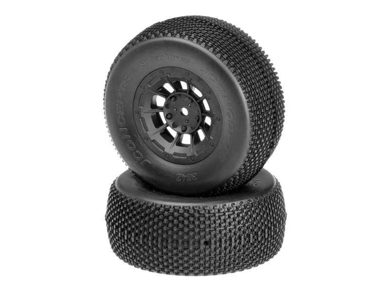 JConcepts Subcultures - green compound - black Hazard 12mm wheel - (SC10 RS, 4x4 pre-mounted)