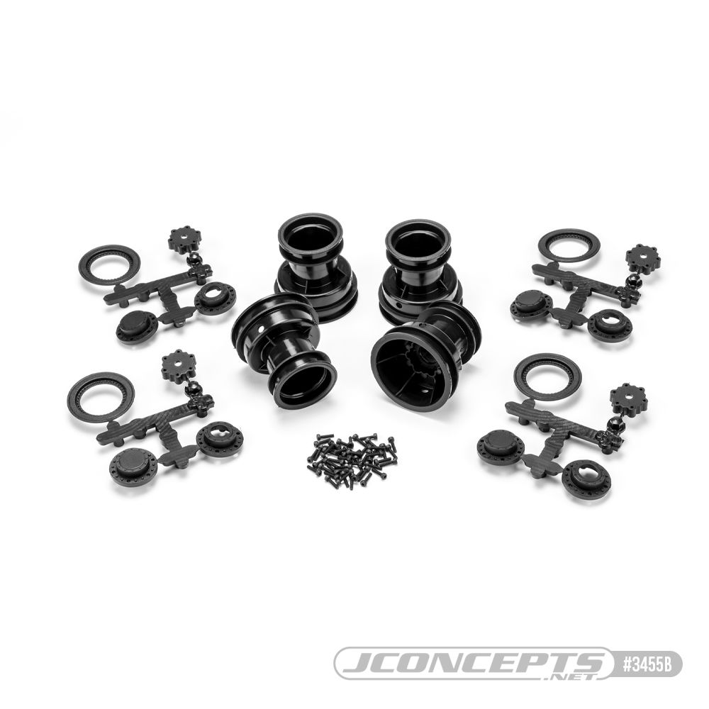 JConcepts Mini Tribute wheel w/hex adapter, covers 4pc. - black