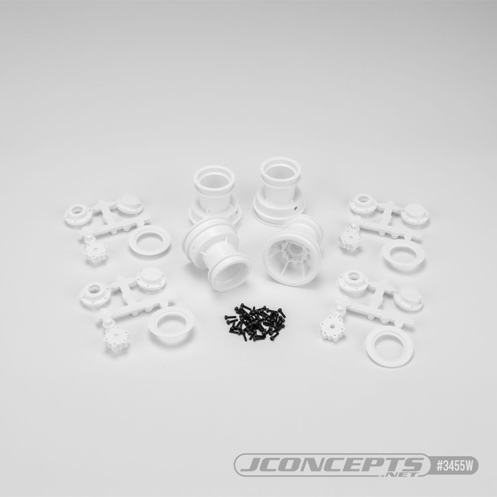 JConcepts Mini Tribute wheel w/hex adaptor, covers 4pc. - white