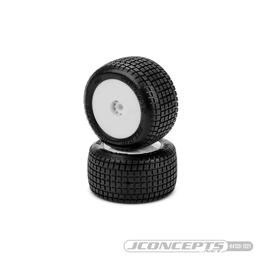 JConcepts Dirt Trac Mini pre-mounted white wheels (Losi Mini-B)