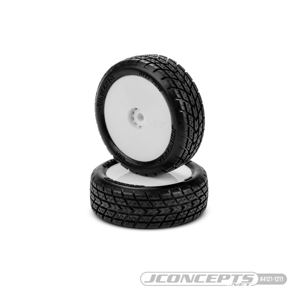 JConcepts Dirt Trac Mini pre-mounted white wheels(Mini-B front)