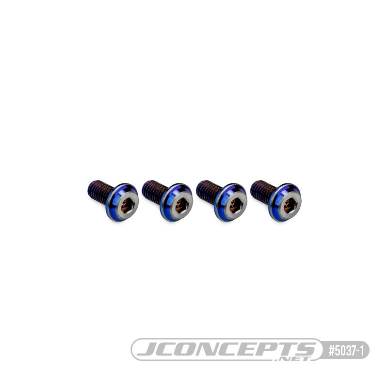 JConcepts 3x6mm Top Hat Titanium Screw (Screw Applications With 3mm) - Burnt Blue (4)