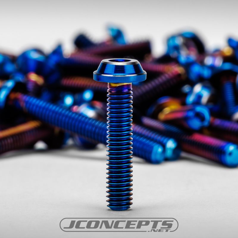 JConcepts RC10B7 Ti top hat screw set, upper (blue) - 74pc
