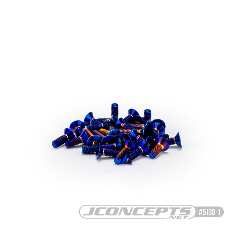 JConcepts RC10B7 Titanium screw set, lower (blue) - 28pc (Fits – Team Associated RC10B7)