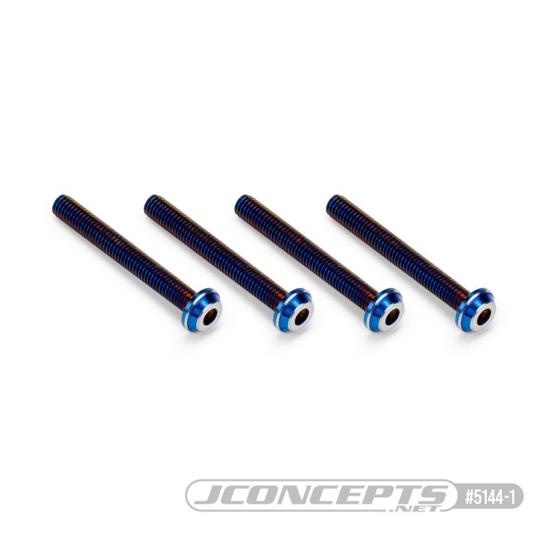 JConcepts 3x24mm Top Hat Titanium screw, burnt blue - 4pc (screw applications with 3mm)