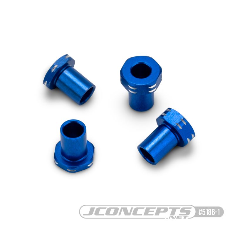 JConcepts RC10B7 aluminum caster hat bushings, 4pc - blue - Click Image to Close