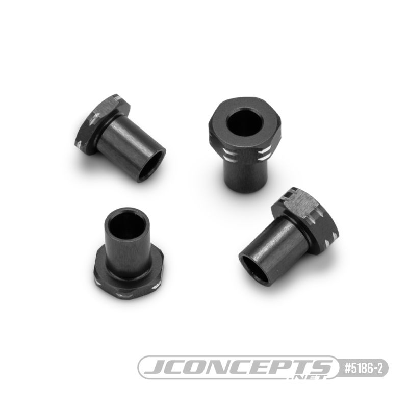 JConcepts RC10B7 aluminum caster hat bushings, 4pc - black - Click Image to Close