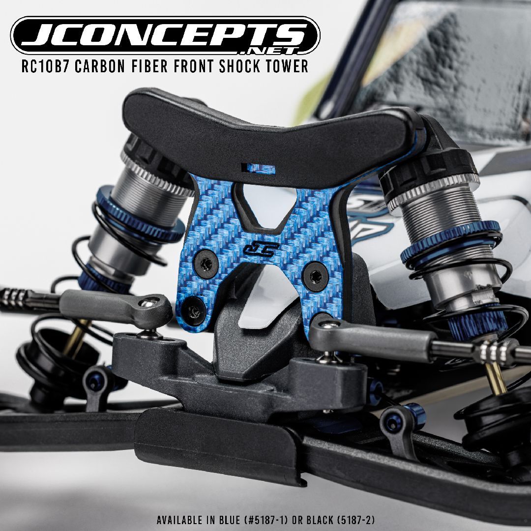 JConcepts RC10B7 carbon fiber front shock tower - blue