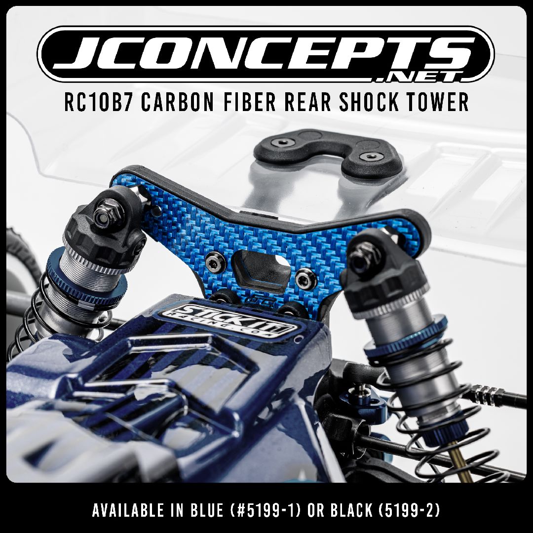 JConcepts RC10B7 carbon fiber rear shock tower - blue