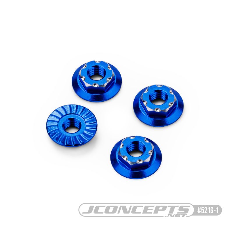 JConcepts RC10B7 7mm low-profile aluminum wheel nut blue(4)