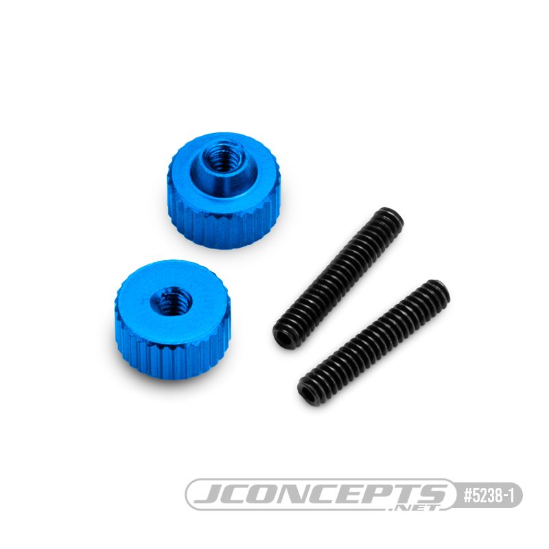 JConcepts 4-40 thumb nuts w/ set screw, blue, 2pc - Click Image to Close