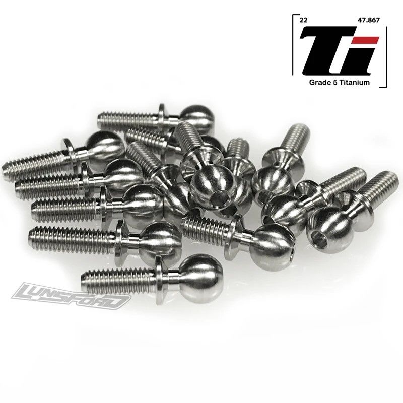 Lunsford 5.5mm Broached Titanium Ball Stud Kit for Team Associated RC10B74 / B74.1 (14pcs)