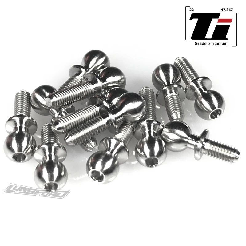 Lunsford 5.5mm Broached Titanium Ball Stud Kit for Team Associated RC10B6.3 / RC10B6.3D (12pcs)