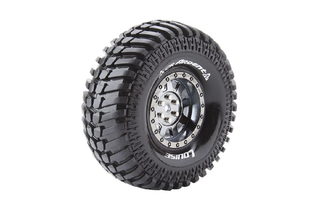 Louise R/C CR-Ardent 1.9" 12mm Hex Black/Chrome Whls, 4.7" OD(2) - Click Image to Close
