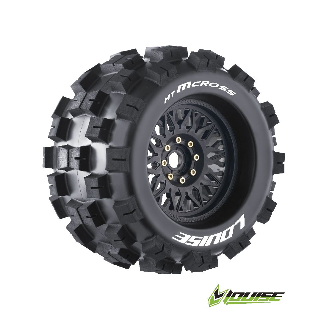 Louise R/C MT-Mcross 3.8" Removable Hex Black Whls 6.9" OD(2)