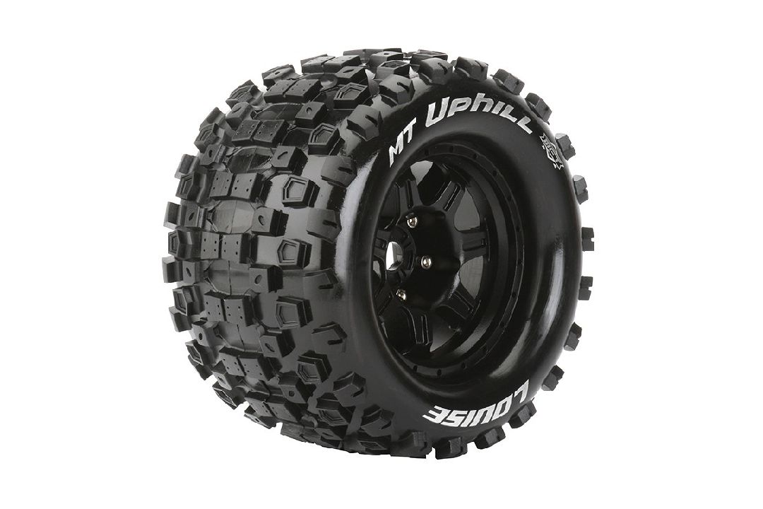 Louise R/C MT-Uphill 3.8"-1/2" Offset,17mm Hex Black Wheels(2) - Click Image to Close