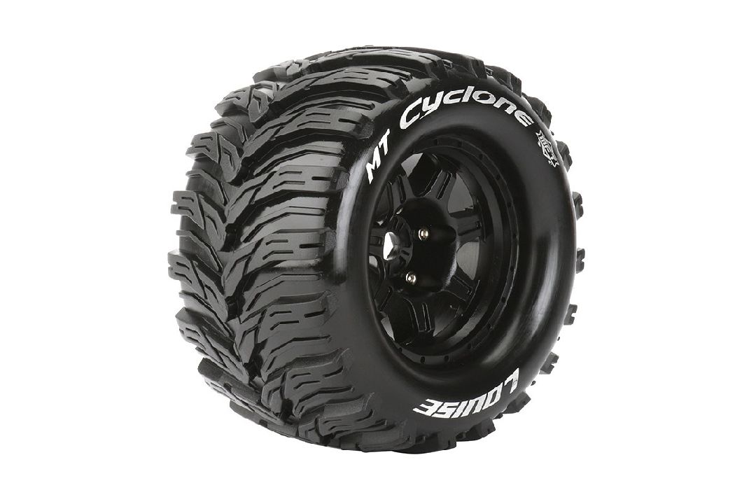 Louise R/C MT-Cyclone 3.8"-1/2" Offset,17mm Hex Black Wheels(2) - Click Image to Close