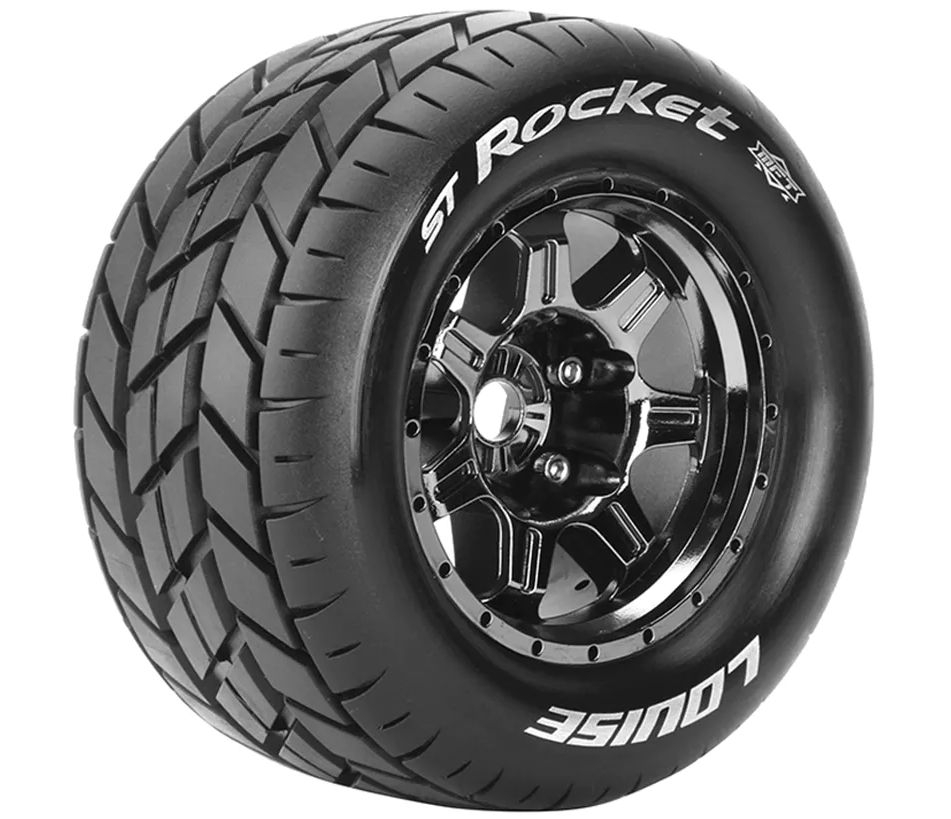 Louise R/C ST-Rocket 3.8"-1/2" Offset, Blk/Chrm Whls 6.2" OD (2)