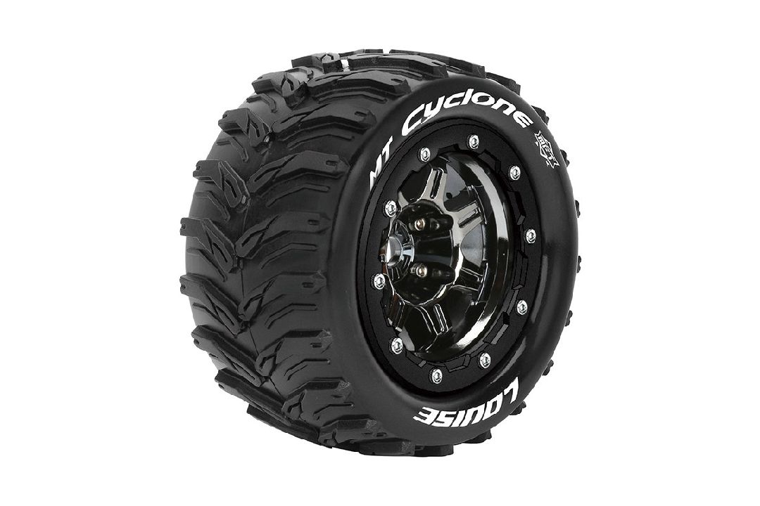 Louise R/C MT-Cyclone on Black/Chrome Wheels(2) for Traxxas Maxx - Click Image to Close
