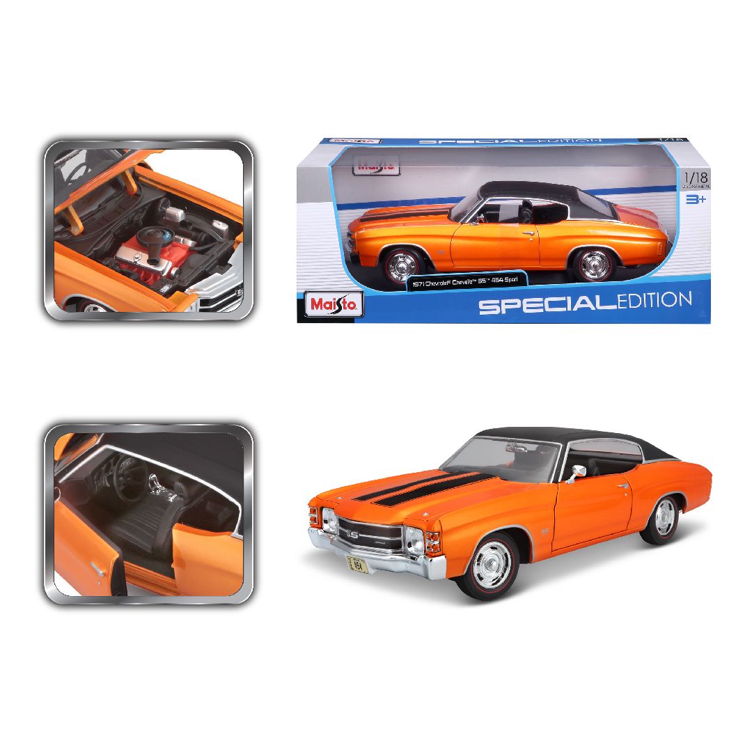 Maisto 1/18 SE 1971 Chevrolet Chevelle SS 454 Cpe (Orange)