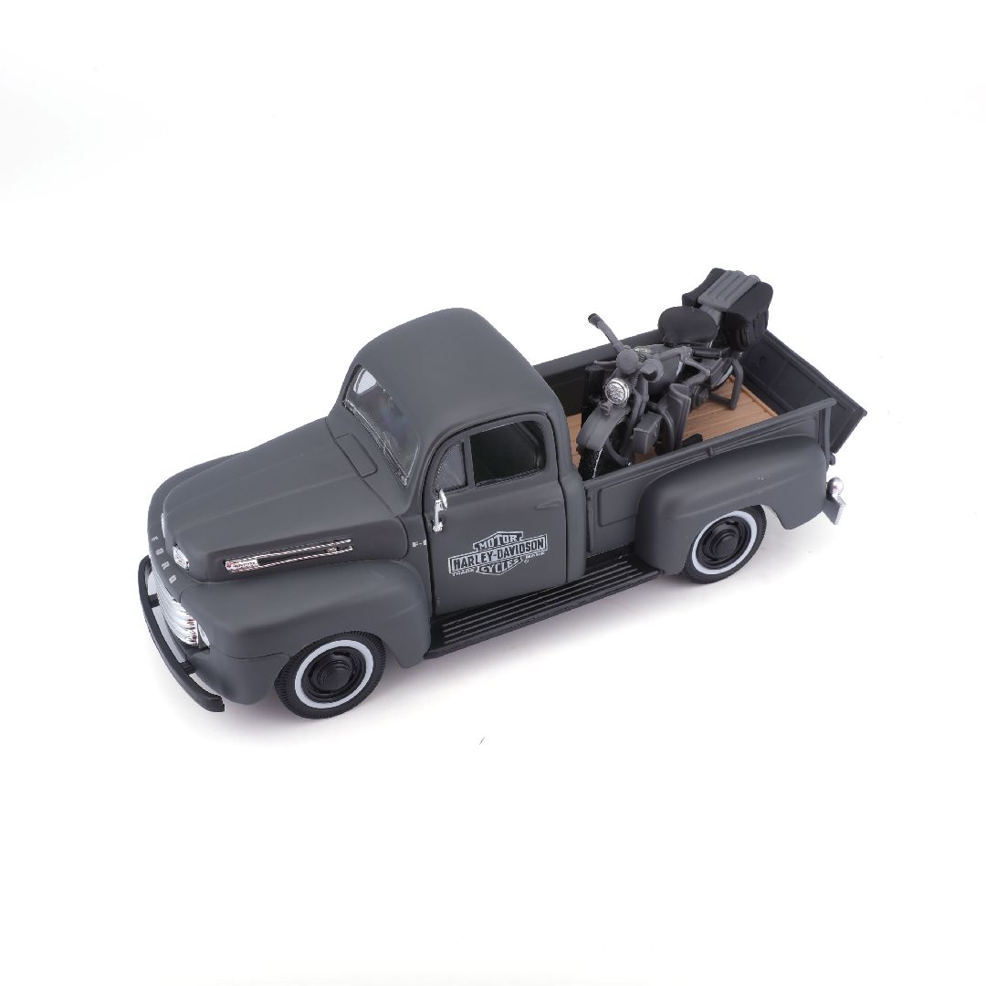 Maisto 1/24 H-D Custom 42 WLA Flathead + 48 Ford PU (Gray)