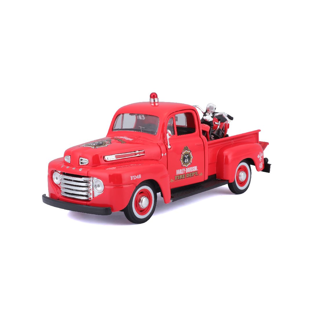 Maisto 1/24 H-D '36 EL Knucklehead + 1948 Ford F-1 (Dark Red)