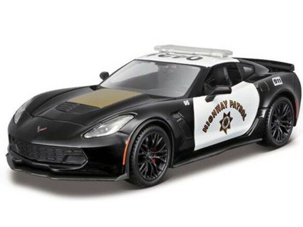 Maisto 1/24 Authority 2015 Chevrolet Corvette Z06 - B&W CHP