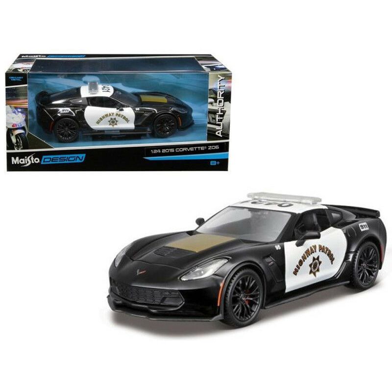 Maisto 1/24 Authority 2015 Chevrolet Corvette Z06 - B&W CHP