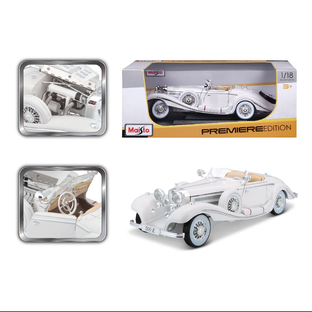 Maisto 1/18 PE 1936 M-B 500 K Typ Specialroadster (White)