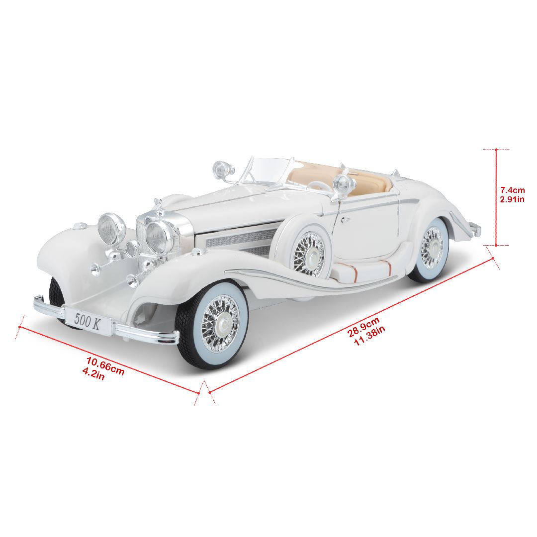 Maisto 1/18 PE 1936 M-B 500 K Typ Specialroadster (White)