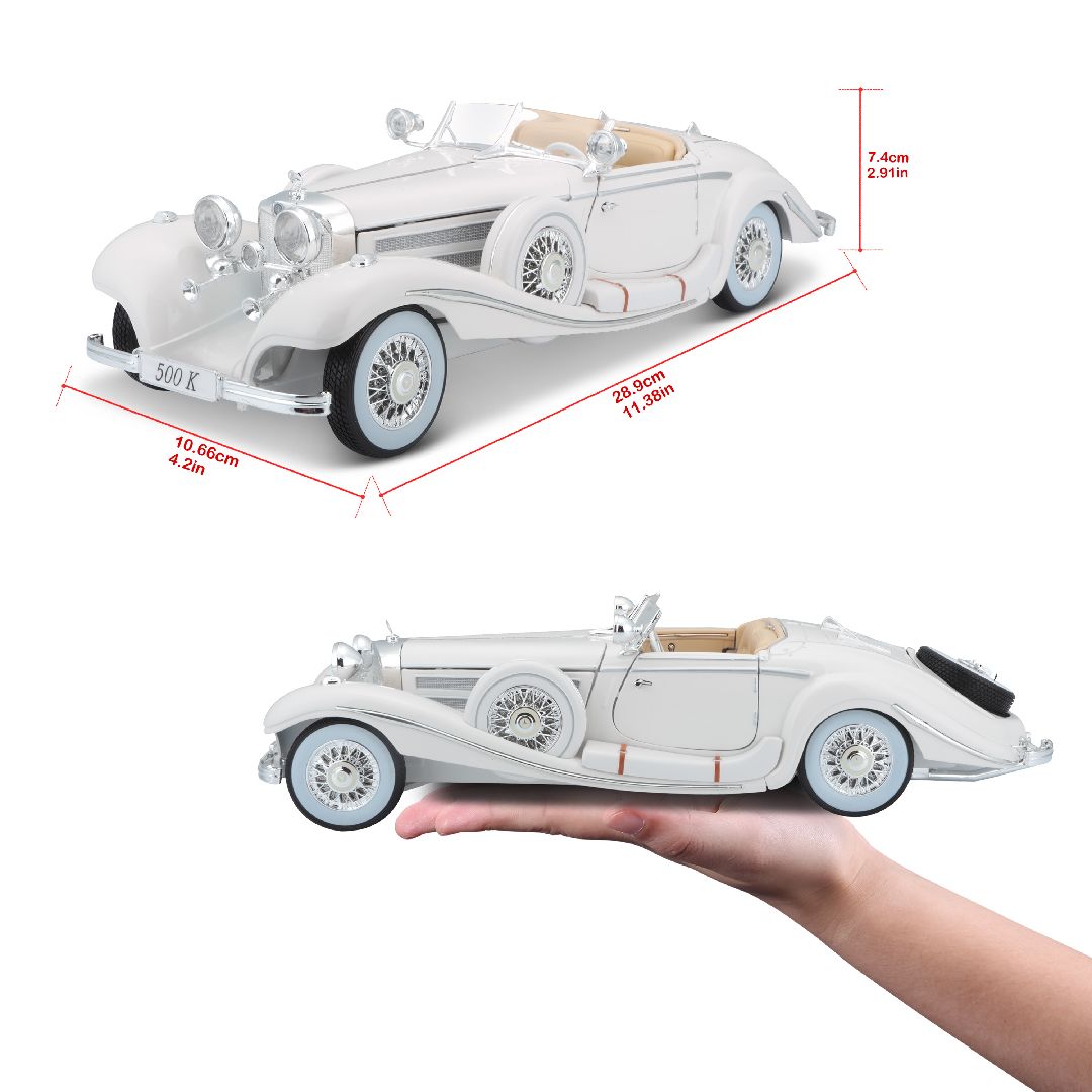 Maisto 1/18 PE 1936 M-B 500 K Typ Specialroadster (White)