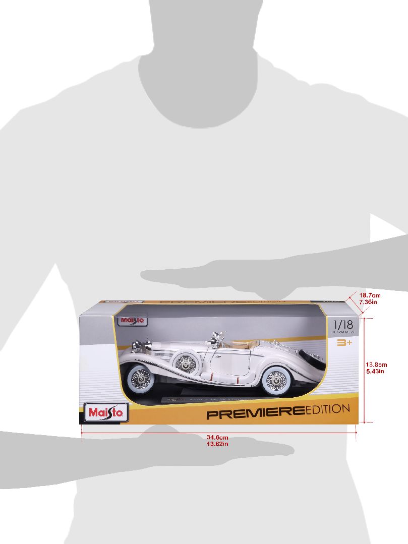 Maisto 1/18 PE 1936 M-B 500 K Typ Specialroadster (White)