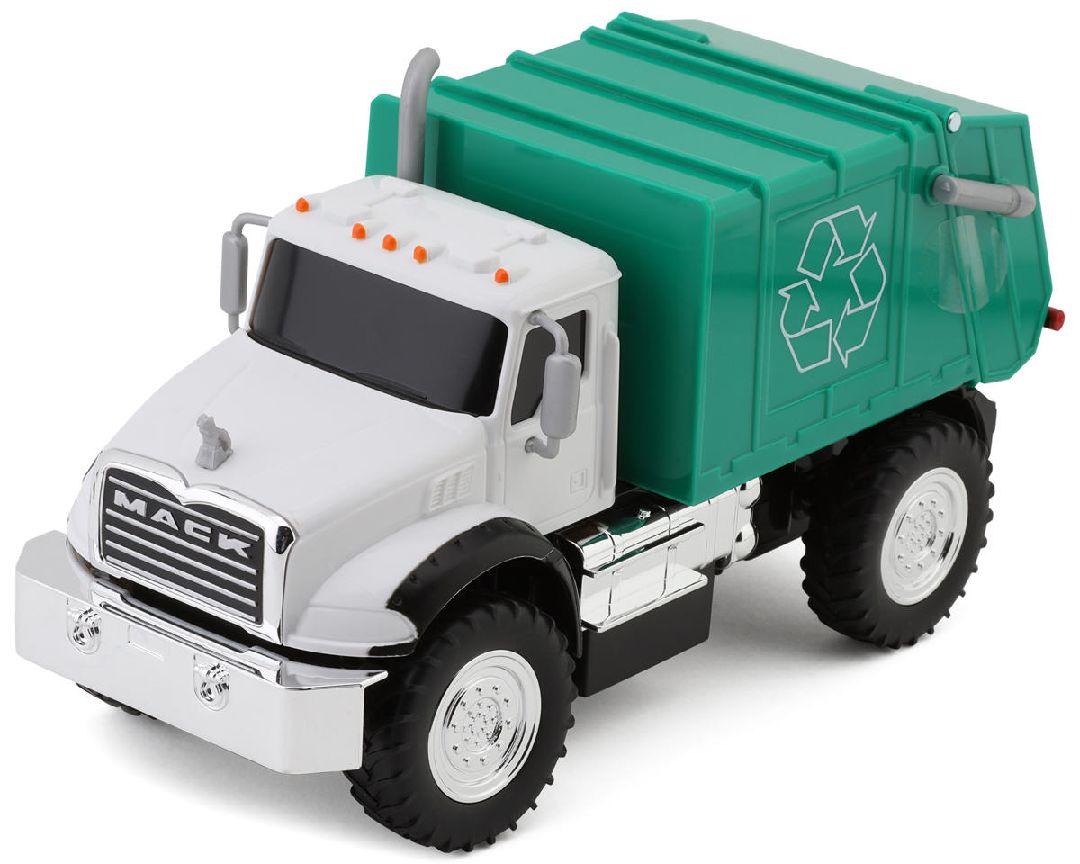 Maisto R/C Work Machines MACK Refuse Truck - White/Green - Click Image to Close