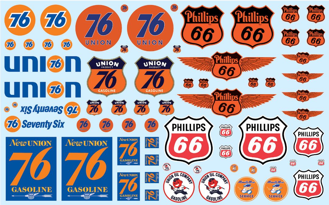 Phillips 66 & Union 76 Trucking Decal Pack (Can be used on any 1/25 scale car or truck model)