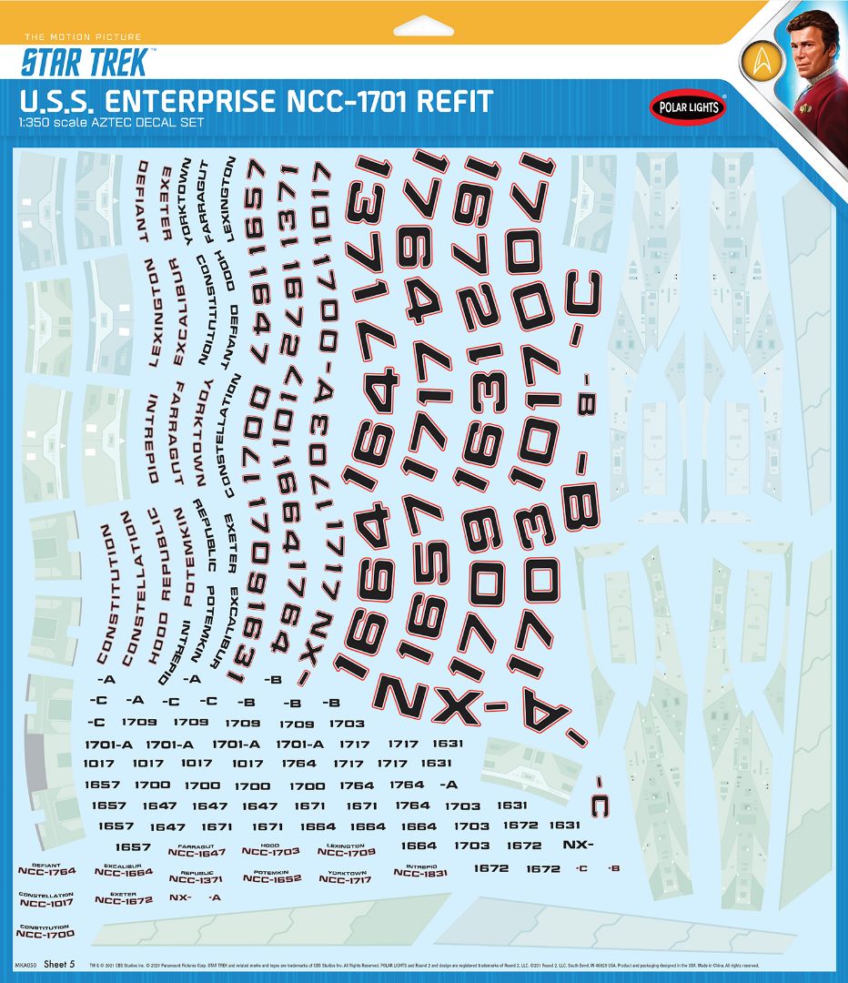 MKA 1/350 Star Trek U.S.S. Enterprise Refit Aztec Decals