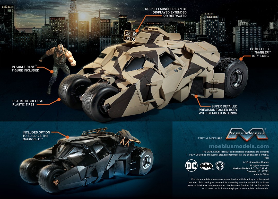 Moebius Dark Knight Armored Tumbler with Bane 1/25 Model Kit