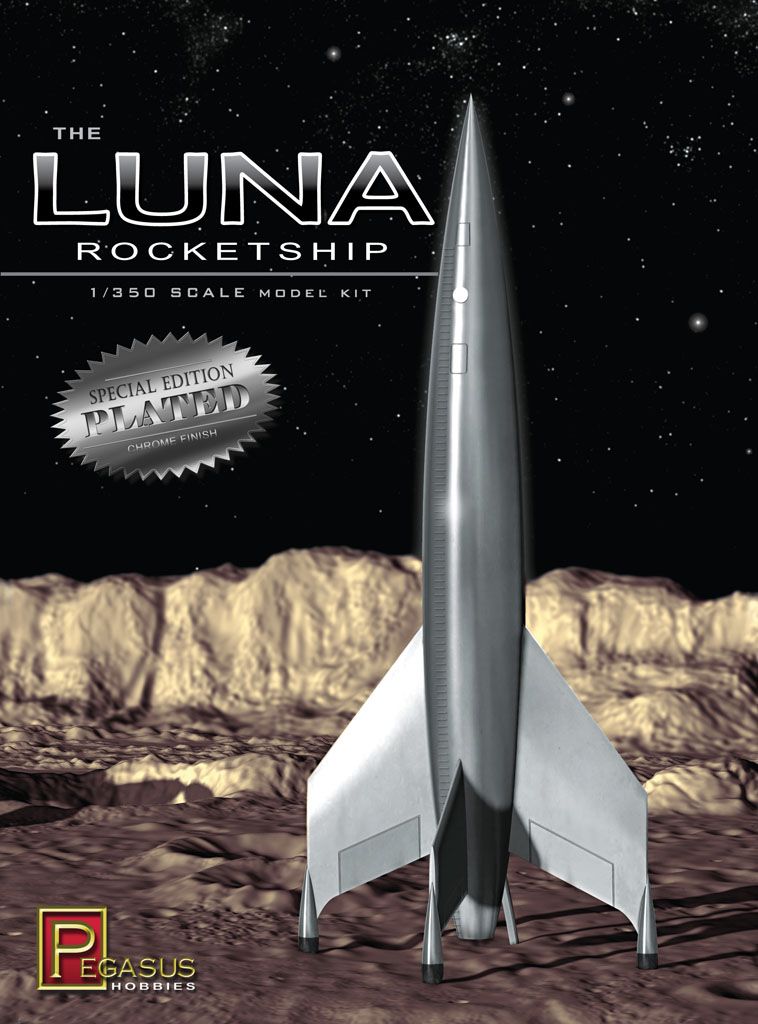 Pegasus Hobbies 1/350 Luna Rocketship Silver Plated Edition Kit - Click Image to Close