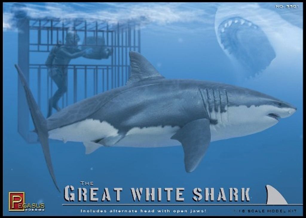 Pegasus Hobbies 1/18 Great White Shark and cage with diver Kit - Click Image to Close